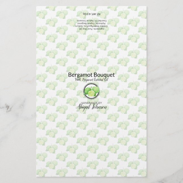 Bergamot Soap Packaging Wrapper | Linen Paper (Front)