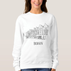 Bergen Norway Beautiful Streetscape Line Drawing Sweatshirt