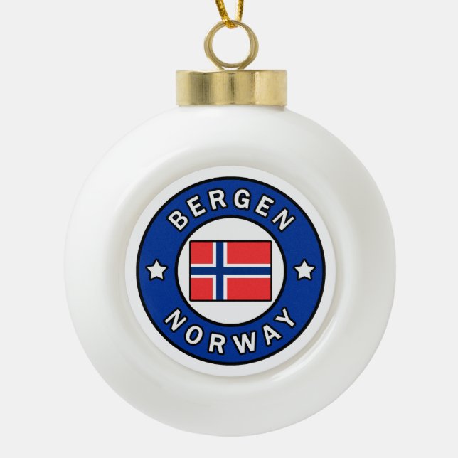Bergen Norway Ceramic Ball Christmas Ornament (Front)