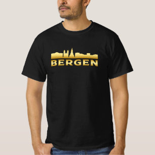Bergen Norway City Skyline Cityscape Funny Gift T-Shirt