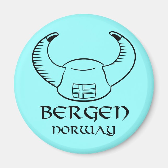 Bergen Norway Viking Hat Magnet (Front)