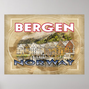 Bergen, Visit Norway Poster