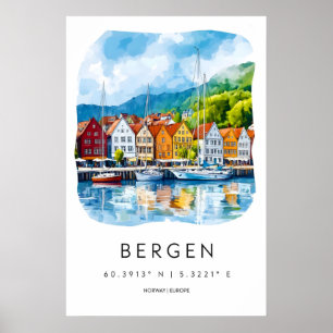 Bergen Watercolor 1 Poster