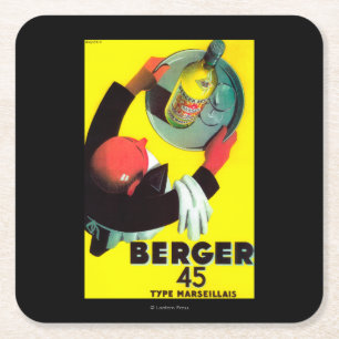 Berger 45 Vintage PosterEurope Square Paper Coaster