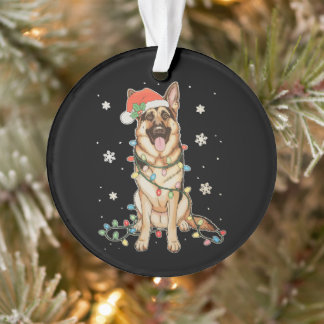Berger Allemand Chapeau de Père Noël Lumières de N