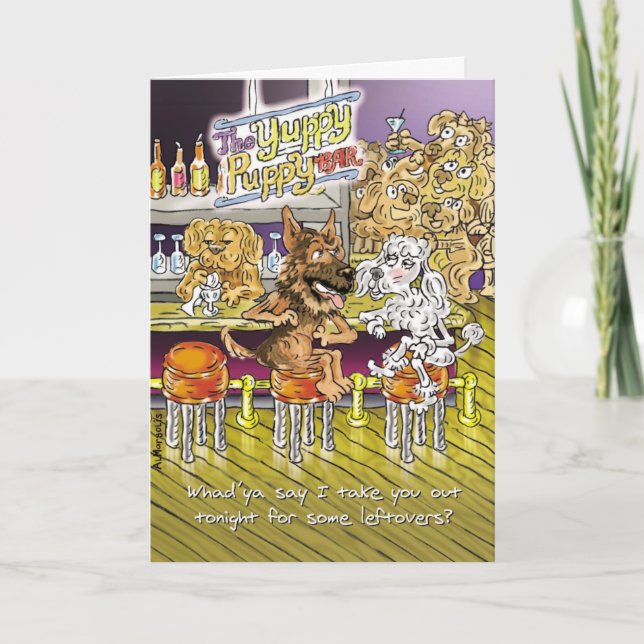 Berger allemand et caniche drôle carte d'anniversa (Devant)