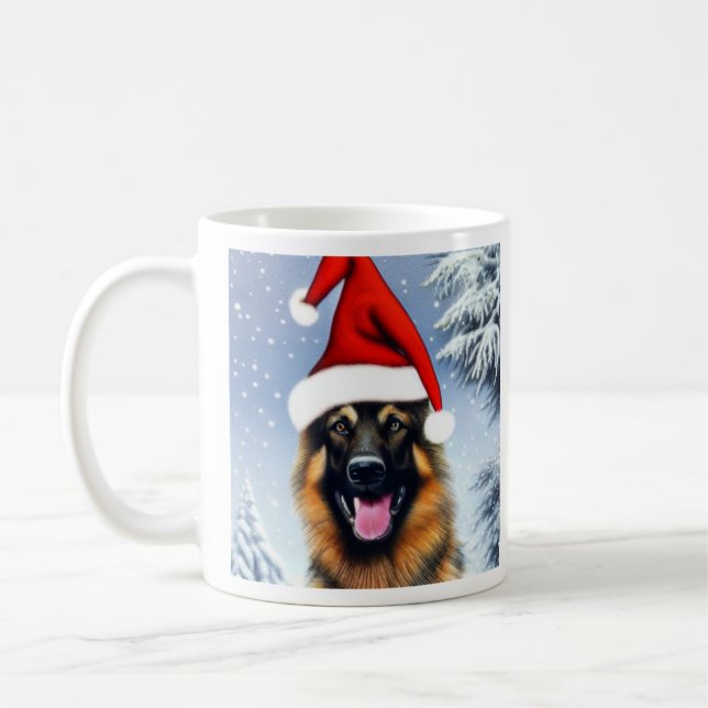 berger allemand, Père Noël, Mug café de Noël (Gauche)