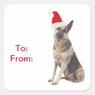 Berger allemand Santa Hat Tags cadeaux Stickers