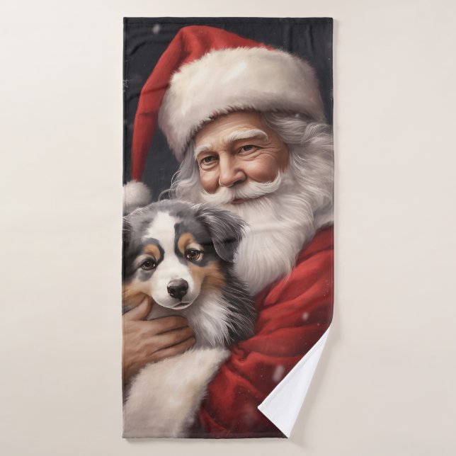 Berger australien avec Noël du Père Noël (Serviette de bain)