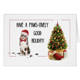 Berger australien Chien de Noël drôle avec arbre
