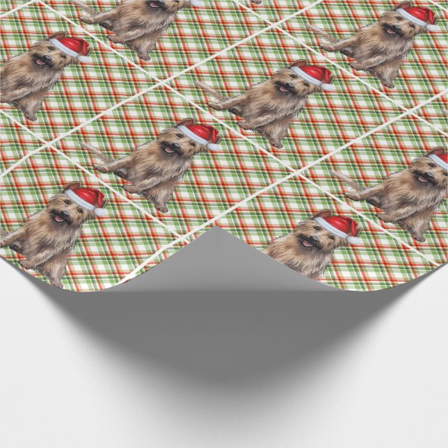 Berger Picard Dog and Holiday Plaid Christmas Wrapping Paper (Corner)