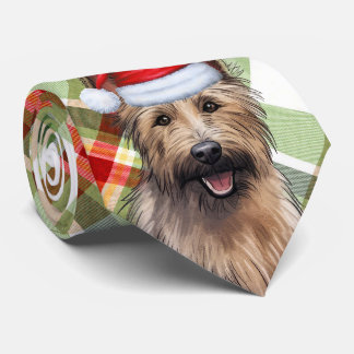 Berger Picard Dog Holiday Plaid Christmas Tie