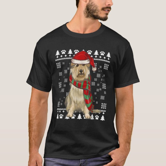 Berger Picard Dog Santa Hat Xmas Ugly Christmas T  T-Shirt (Front)