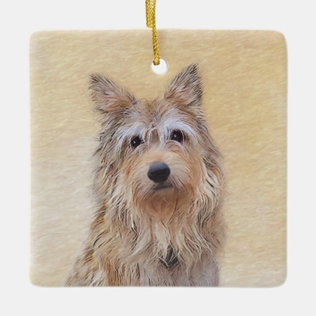 Berger Picard Painting - Cute Original Dog Art Ceramic Ornament (Front)