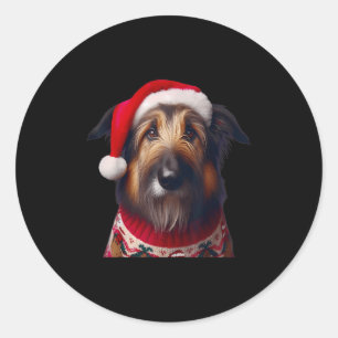 Berger Picard With Santa Hat Christmas Dog Owner L Classic Round Sticker