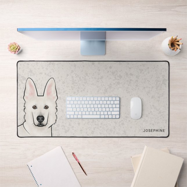 Berger Suisse blanc GSD mignon chien avec nom (Bureau 1)
