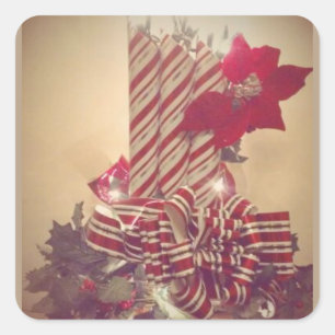 Beribboned Holiday Candle Square Sticker