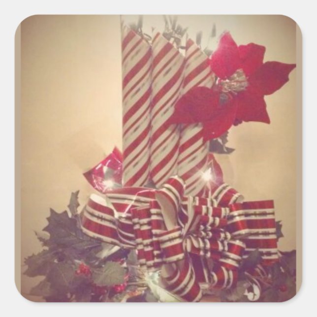 Beribboned Holiday Candle Square Sticker (Front)