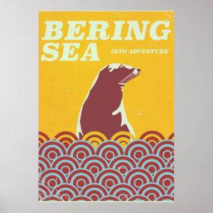 Bering Sea vintage style 1970s adventure poster
