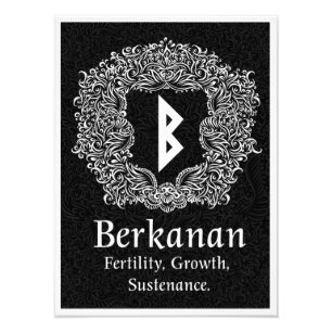 Berkanan Rune /Fertility / Black Version Photo Print