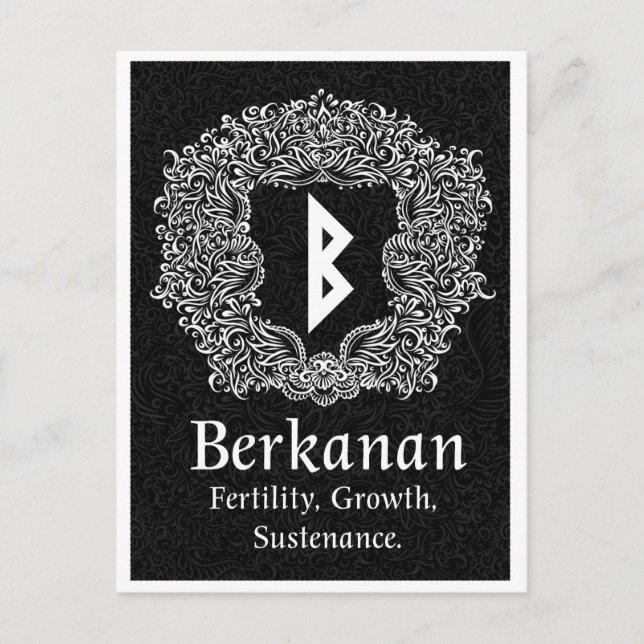 Berkanan Rune /Fertility / Black Version Postcard (Front)