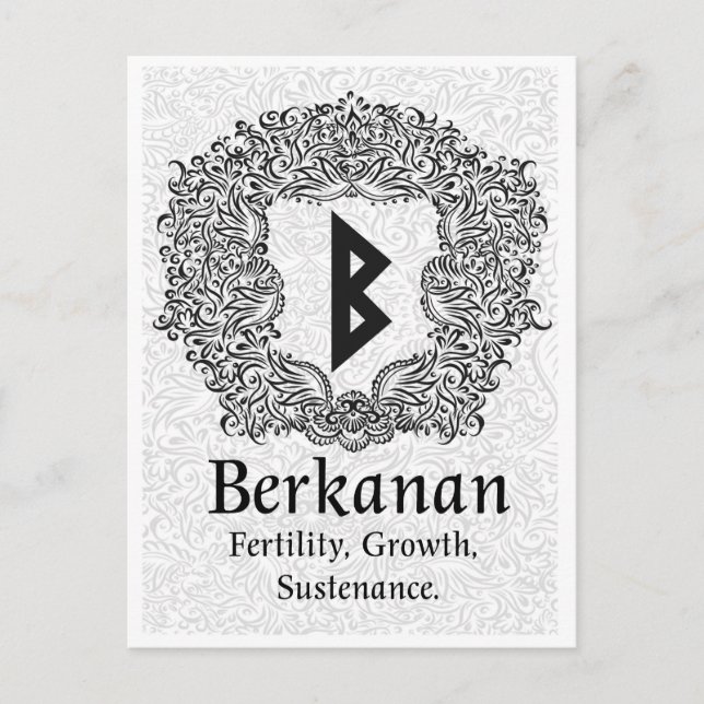 Berkanan Rune /Fertility / White Version Postcard (Front)