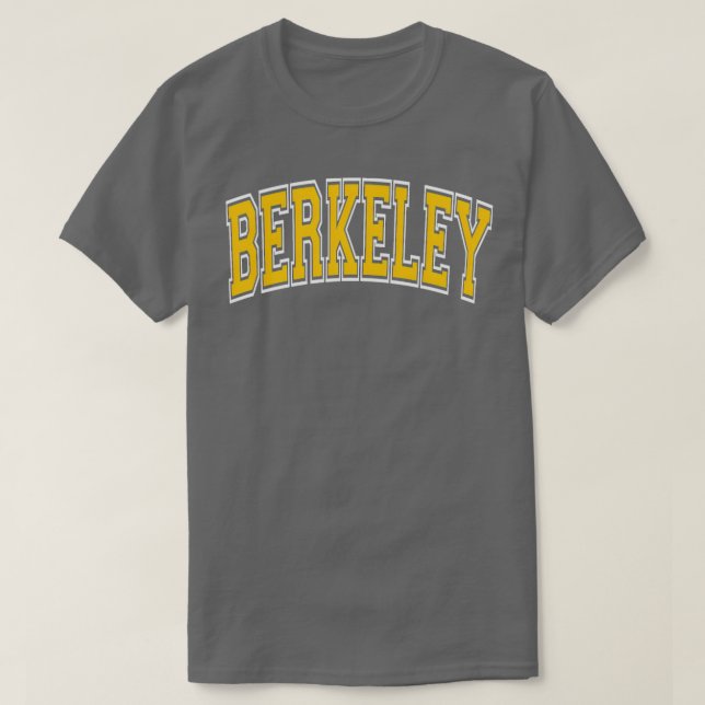 Berkeley California Ca Varsity Amber Text TShirt 7 (Design Front)