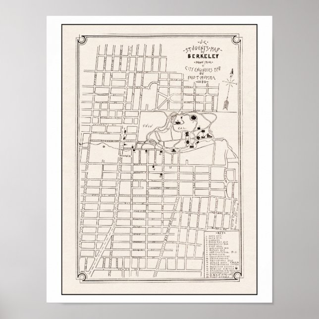 Berkeley California City Map 1898 Poster (Front)