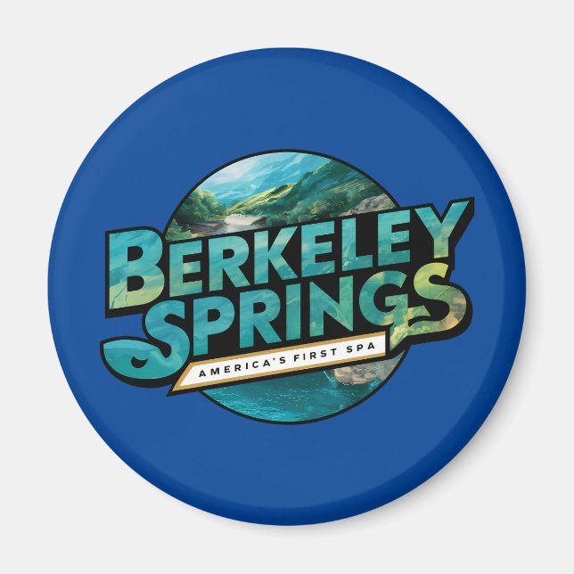Berkeley Springs Illustration Travel Logo Magnet (Front)