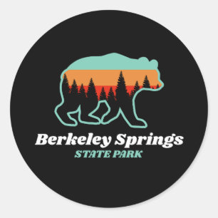 Berkeley Springs State Park WV Bear Retro Vintage  Classic Round Sticker