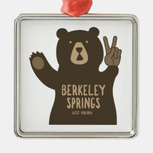 Berkeley Springs West Virginia Peace Bear Metal Ornament