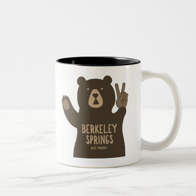 Berkeley Springs West Virginia Peace Bear Two-Tone Coffee Mug (Right)