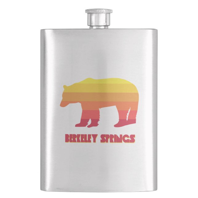 Berkeley Springs West Virginia Rainbow Bear Hip Flask (Front)