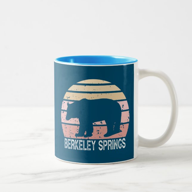 Berkeley Springs West Virginia Retro Bear Two-Tone Coffee Mug (Right)