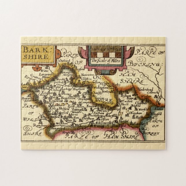 Berkshire Barkshire County England Antiquarian Map Jigsaw Puzzle (Horizontal)