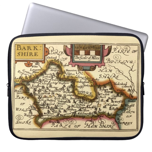Berkshire Barkshire County England Antiquarian Map Laptop Sleeve (Front)