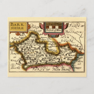 Berkshire Barkshire County England Antiquarian Map Postcard