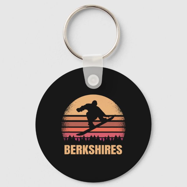 Berkshires Machusetts Snowboarding Outdoor Ma 80s  Keychain (Front)