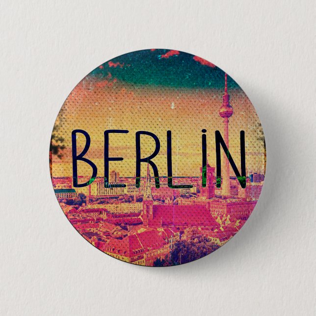 Berlin, circle 2 inch round button (Front)