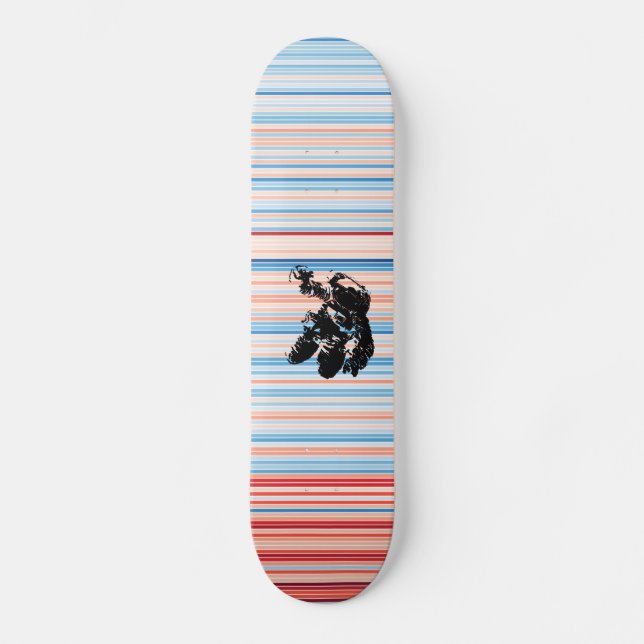 Berlin Clima Stripes Astronaut Cosmonaut 1881-2019 Skateboard (Front)