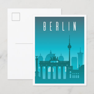 Berlin Germany Art Vintage Travel Illustration Postcard