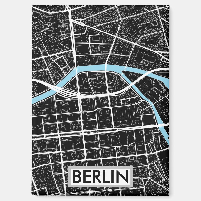 Berlin Germany Black City Map Magnet (Front)