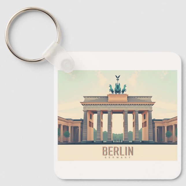 Berlin Germany Brandenburg Gate Pastel Travel Keychain (Front)