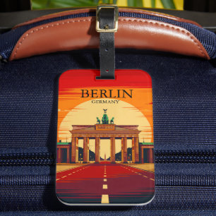 Berlin Germany Brandenburg Gate Retro Travel Art Luggage Tag
