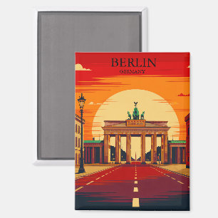 Berlin Germany Brandenburg Gate  Retro Travel Art  Magnet