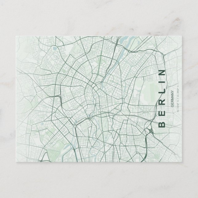 Berlin Germany City Map Minimal Design Postcard (Front)