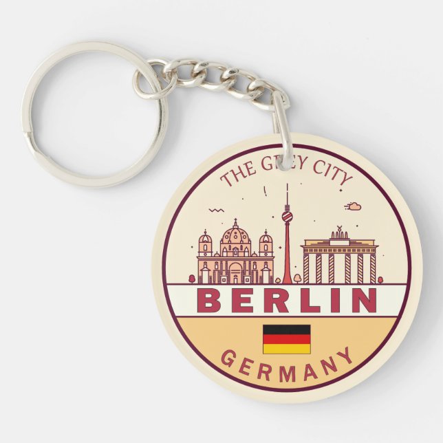 Berlin Germany City Skyline Emblem Keychain (Front)