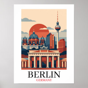 Berlin Germany City Skyline – Minimalist Vintage Poster