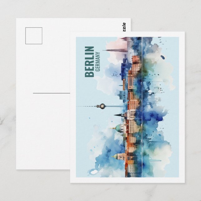 Berlin Germany Famous Travel Place Watercolor Postcard (Front/Back)