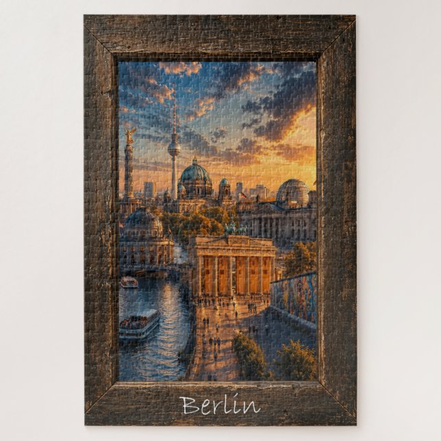 Berlin Germany Landmarks and Skyline Sunset, Jigsaw Puzzle (Vertical)